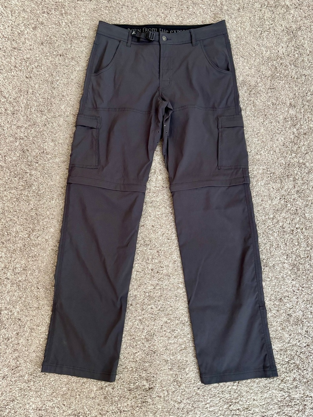 Prana Mens Zion Convertible Cargo Pants 32Wx34L Zip Off Hiking Gray